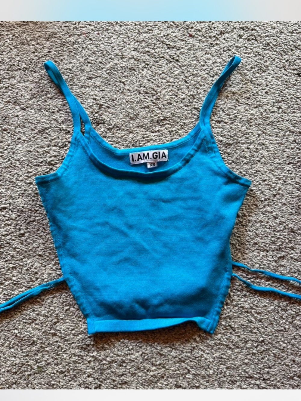 I.AM.GIA Blue Side-Tie Crop Tank